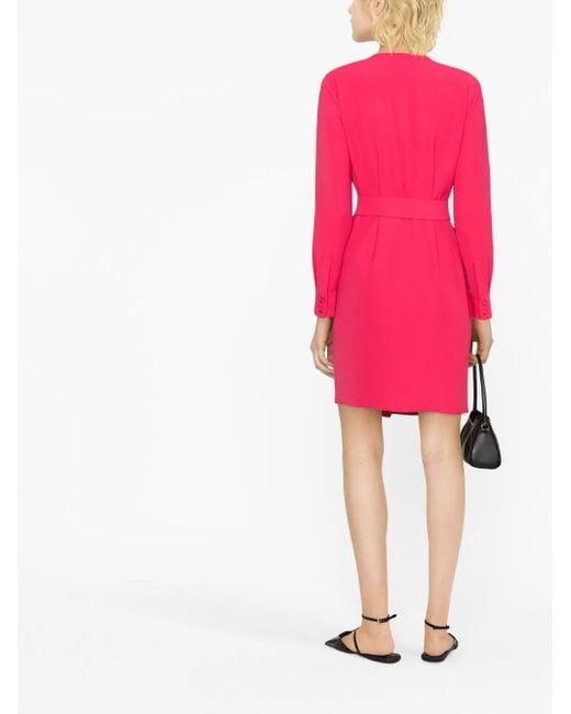 Emporio Armani Pink Belted Satin-trimmed Crepe Dress