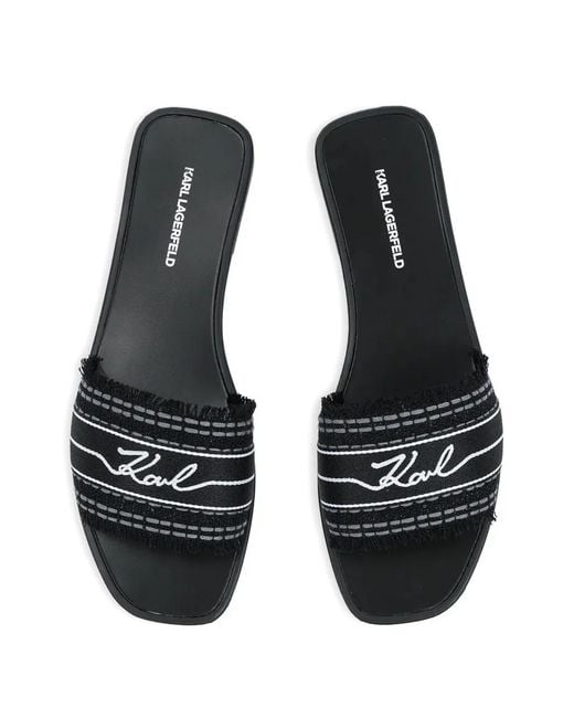 Karl Lagerfeld White Skoot Iii Border Flat Sandals