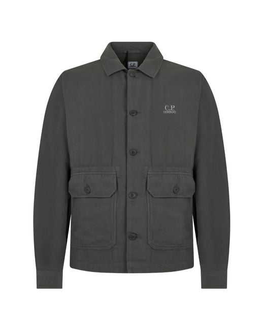 C P Company Gray Jacket Cotton-Linen for men