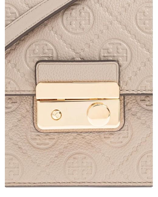 Tory Burch ロゴエンボス フラップバッグ Natural