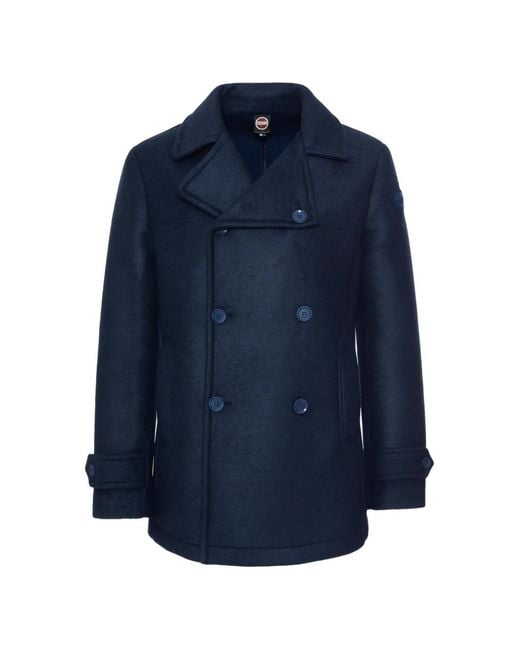 Colmar Blue Double-Breasted Button-Cuff Coat for men