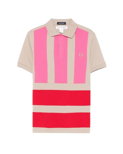 Comme des Garçons Pink Colour-Block Embroidered-Logo Polo Shirt for men