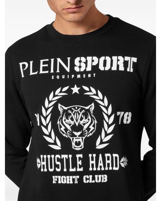 Philipp Plein Black Logo-print Cotton-blend Sweatshirt for men
