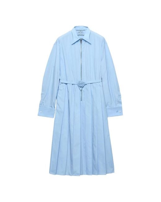 Prada Blue Cotton Poplin Dress