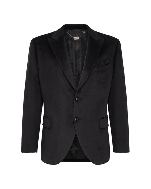 Billionaire Black Crest Velvet Blazer for men