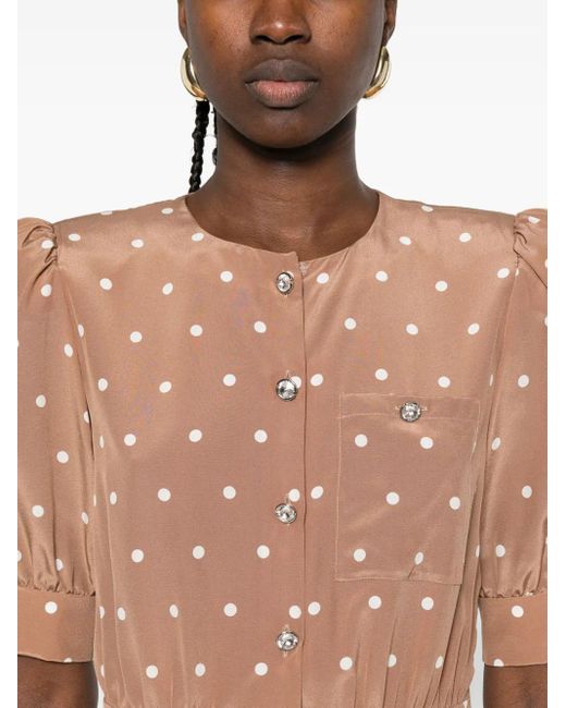 Abito Corto A Pois di Alessandra Rich in Brown