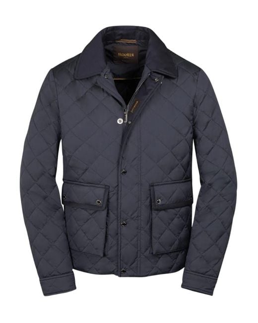 Moorer Blue Quilted Flap-Pocket Jacket for men