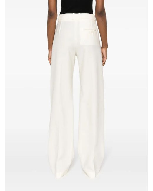 Stella McCartney White Straight-Leg Wool Trousers