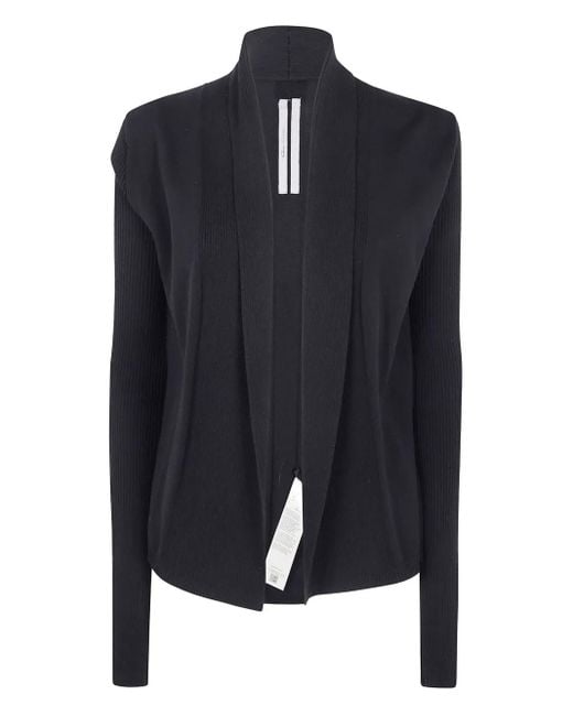Rick Owens Black Ribbed Open-Front Cardigan
