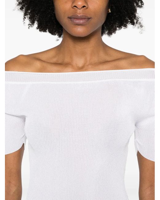 Khaite White Boat Neck Top