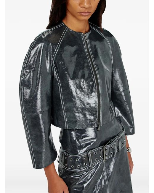 DIESEL Gray Zip-Up Cropped Jacket