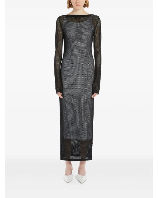 Sportmax Black Mesh Long-Sleeve Dress