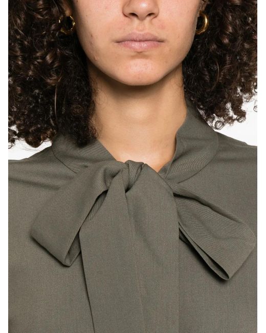 Blusa A Maniche Lunghe Con Fiocco di Self-Portrait in Green