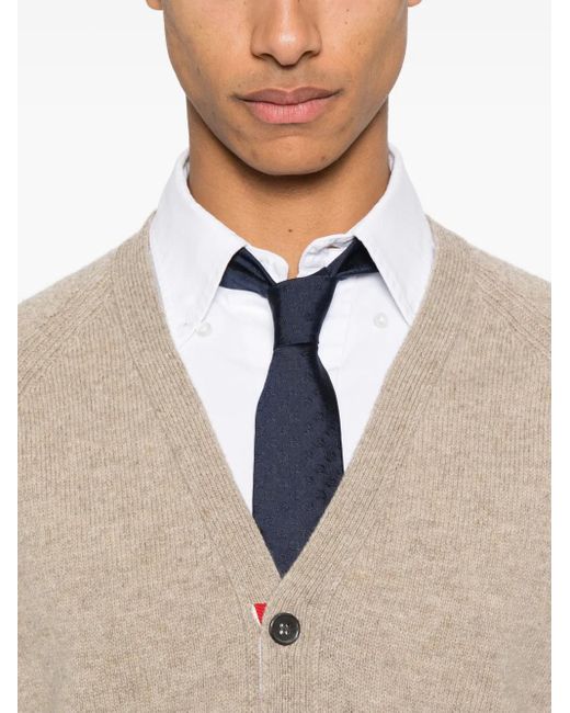 Cárdigan de lana shetland con motivo 4 Bar Stripe Thom Browne de hombre de color Natural