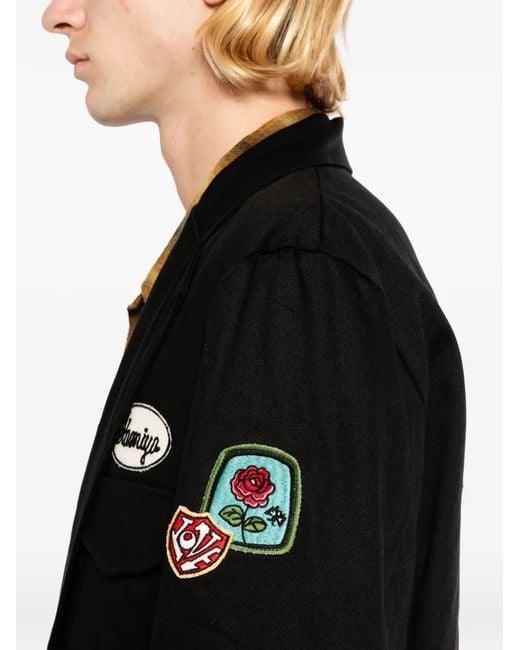 KAMIYA Black Patch-Detail Single-Breasted Jacket for men