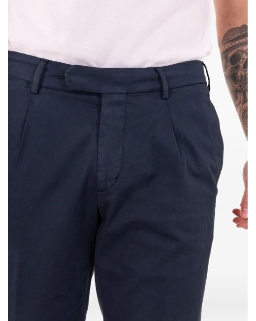 Devore Blue Pleated Cotton Trousers for men