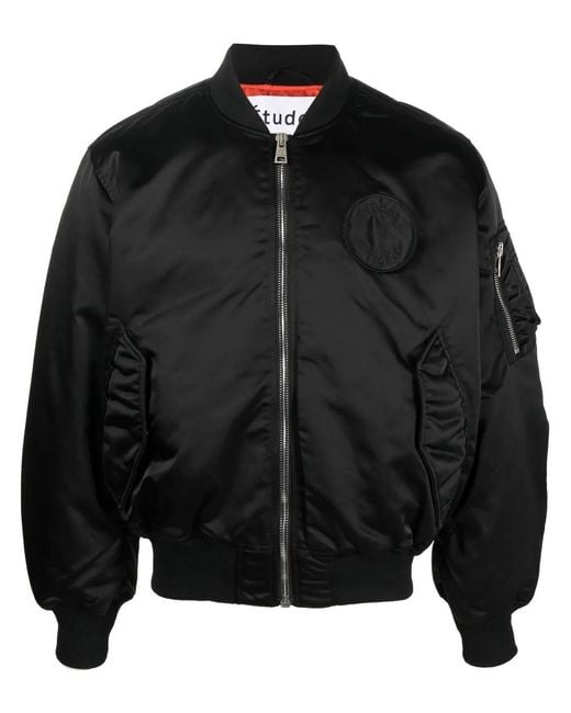 Etudes Studio Black Padded Zip-Up Bomber Jacket for men