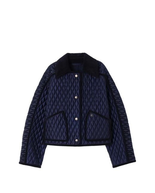 Burberry Blue Floriston Quilted Cropped Jacket