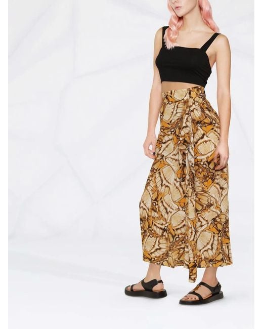 Alberta Ferretti Multicolor Butterfly-Print Skirt