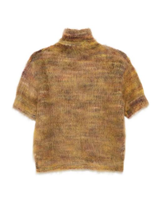 Roberto Collina Brown Knitted Short-Sleeve Top