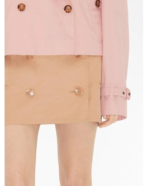 Burberry Natural Cotton Gabardine Mini Trench Skirt