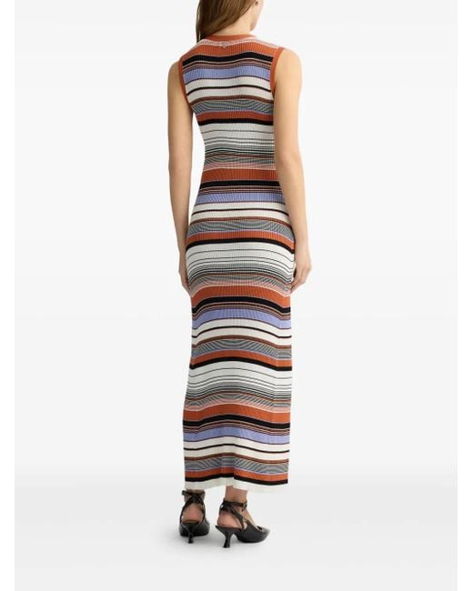 Liu Jo White Stripes Midi Dress