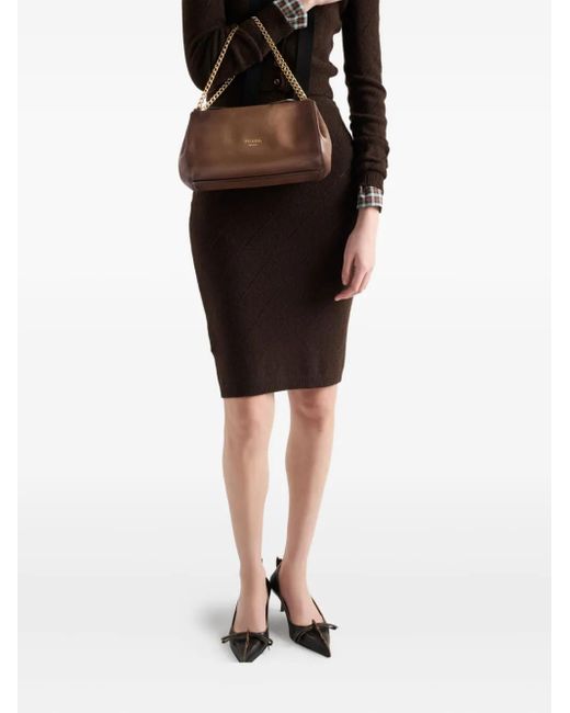 Prada Black Diamond-Pattern Midi Skirt