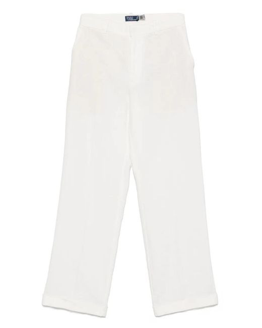 Polo Ralph Lauren White Relaxed Straight-Leg Trousers