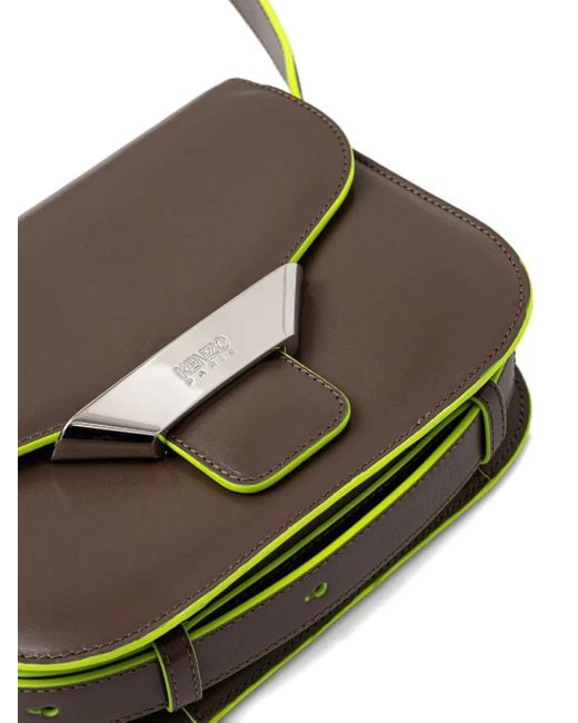 KENZO Gray Ribbon Leather Flap Bag