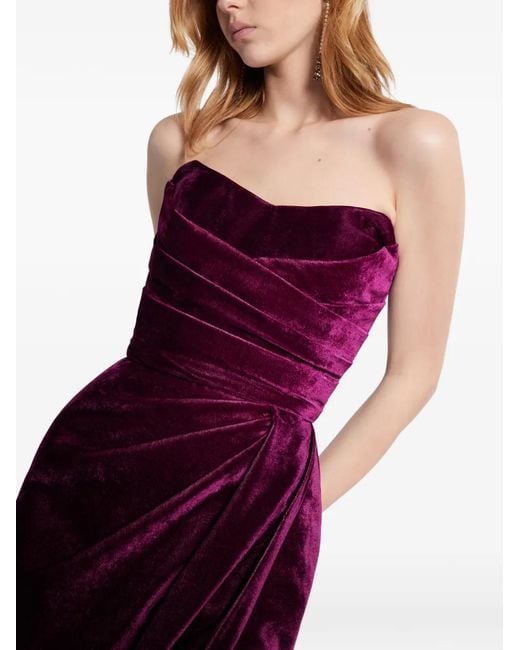 Elie Saab Purple Velvet Midi Dress