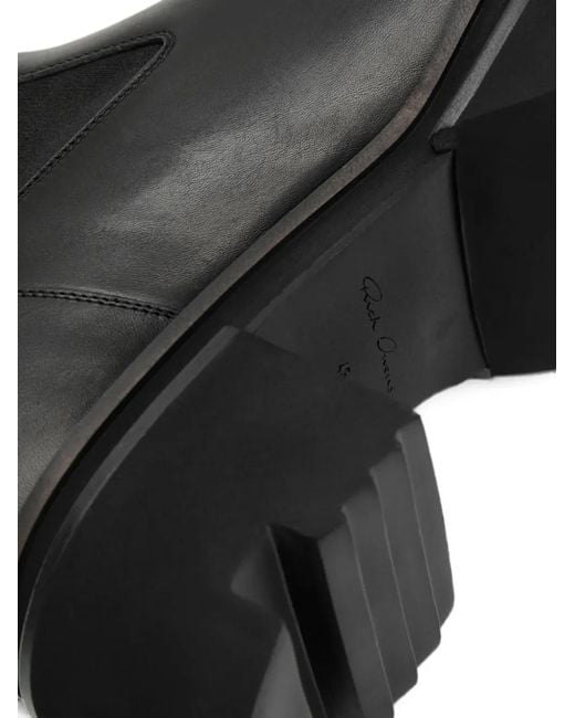 Rick Owens Black Beatle Gabe Leather Chelsea Boots for men