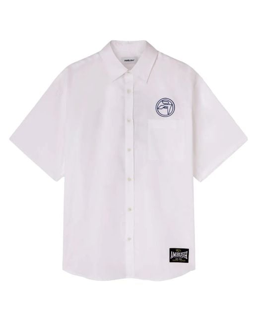 Ambush White Logo-Embroidered Cotton Shirt for men