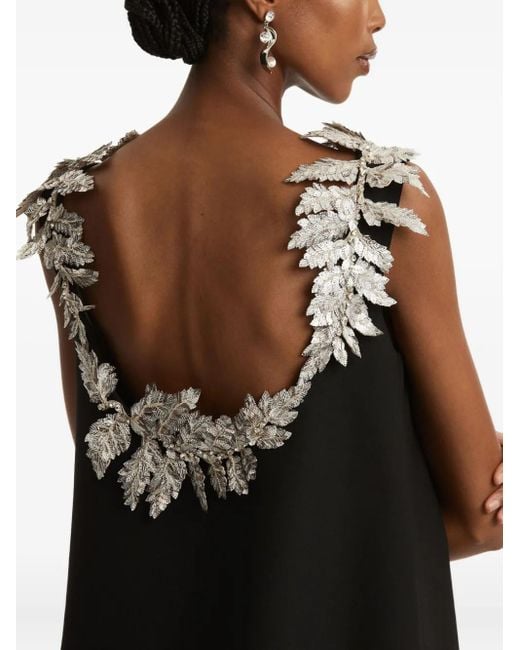 Oscar de la Renta Black Sequin-Embellished Open-Back Mini Dress
