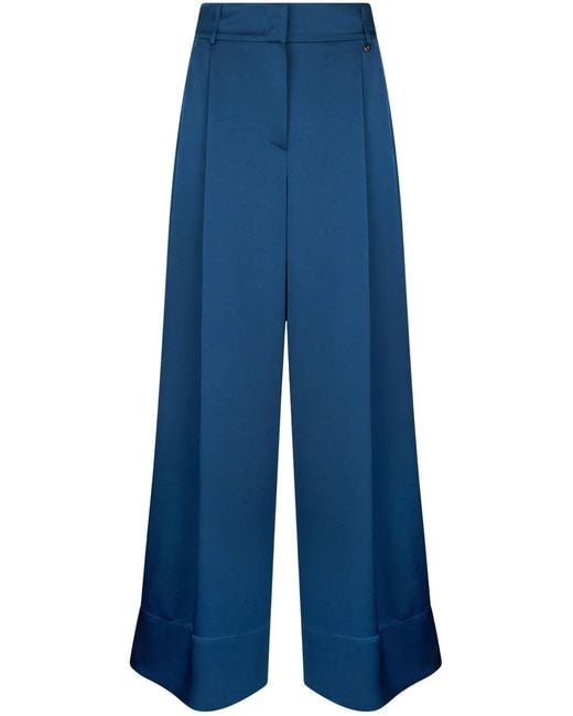 Liu Jo Blue Wide-Leg Flared Pants With A Pressed Crease