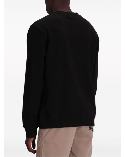 HUGO Black Logo-appliquéd Cotton Sweatshirt for men
