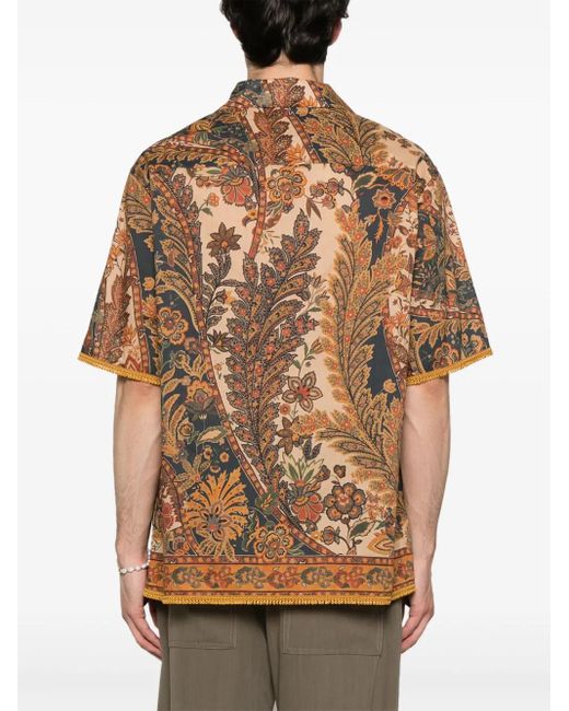Valentino Garavani Brown Floral-Print Shirt for men