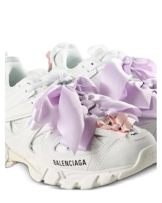 Balenciaga White Track Bow-Detail Sneakers