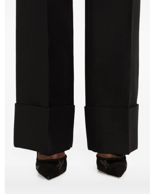 Valentino Garavani Black Turned-Up-Cuff Tailored Trousers
