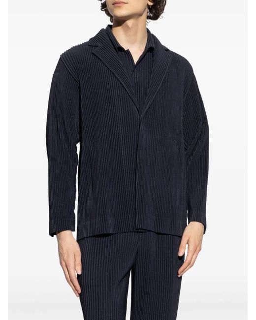 Homme Plissé Issey Miyake Blue Pleated Single-Breasted Blazer for men