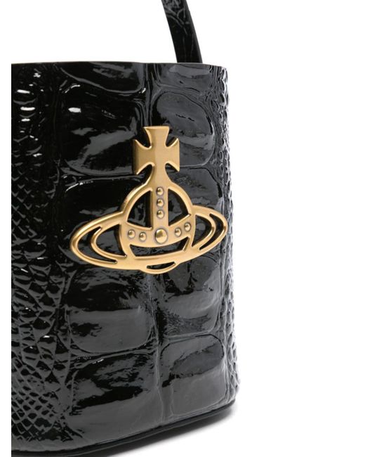 Vivienne Westwood Black Daisy Embossed-Leather Bucket Bag