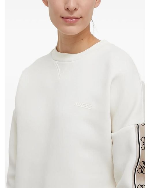 Guess White Logo-Embellishment Sweatshirt