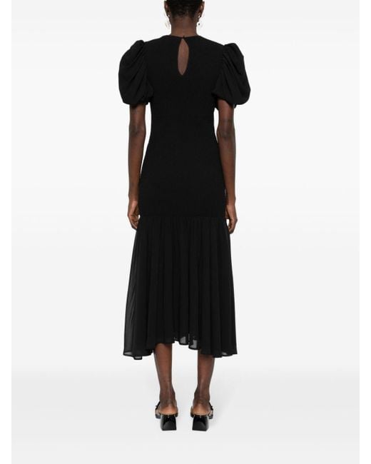 ROTATE BIRGER CHRISTENSEN Black Shirring Maxi Dress
