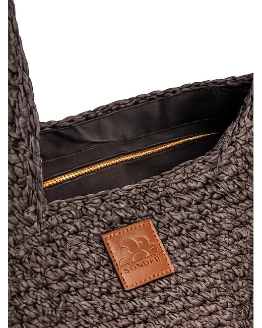 Sundek Black Maxi Logo-Patch Tote Bag