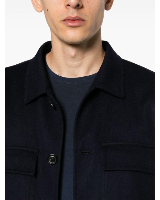 Lardini Blue Wool-cashmere Shirt Jacket for men