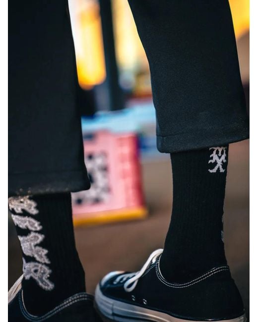 SAINT Mxxxxxx Black Ribbed-Knit Socks for men