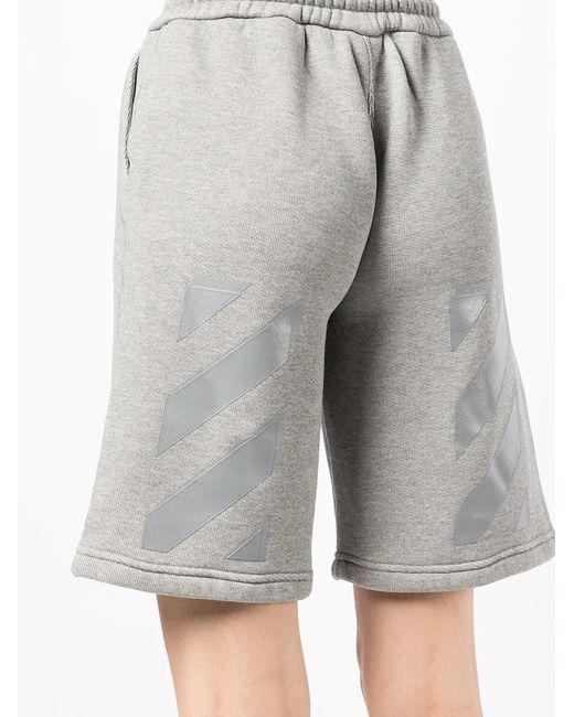 Off-White c/o Virgil Abloh Gray Diag-Stripe Drawstring Shorts
