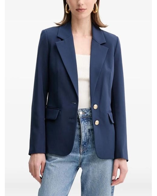 Guess Blue Verzierter Blazer mit fallendem Revers