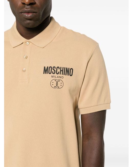 Polo à logo imprimé Moschino pour homme en coloris Natural