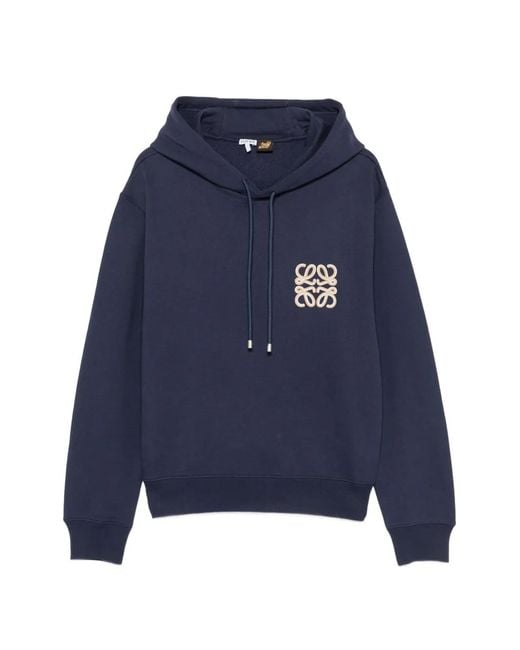 Loewe Blue Anagram-Embroidered Hoodie for men