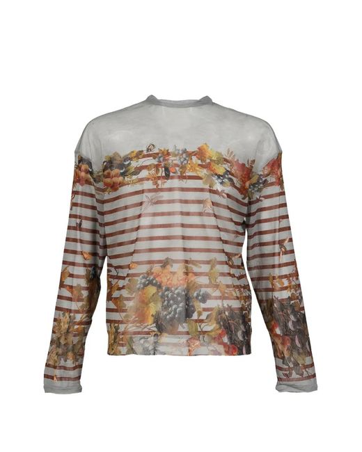 Jean Paul Gaultier White Striped Floral T-Shirt for men